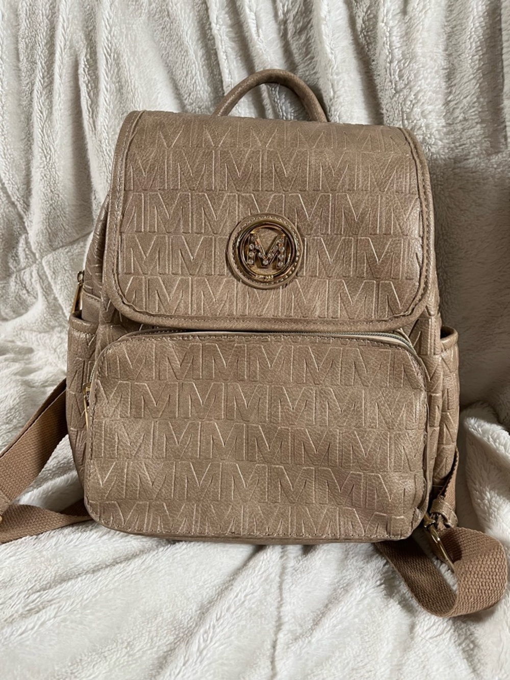 Milan Beige/Tan Monogram Mini Backpack
